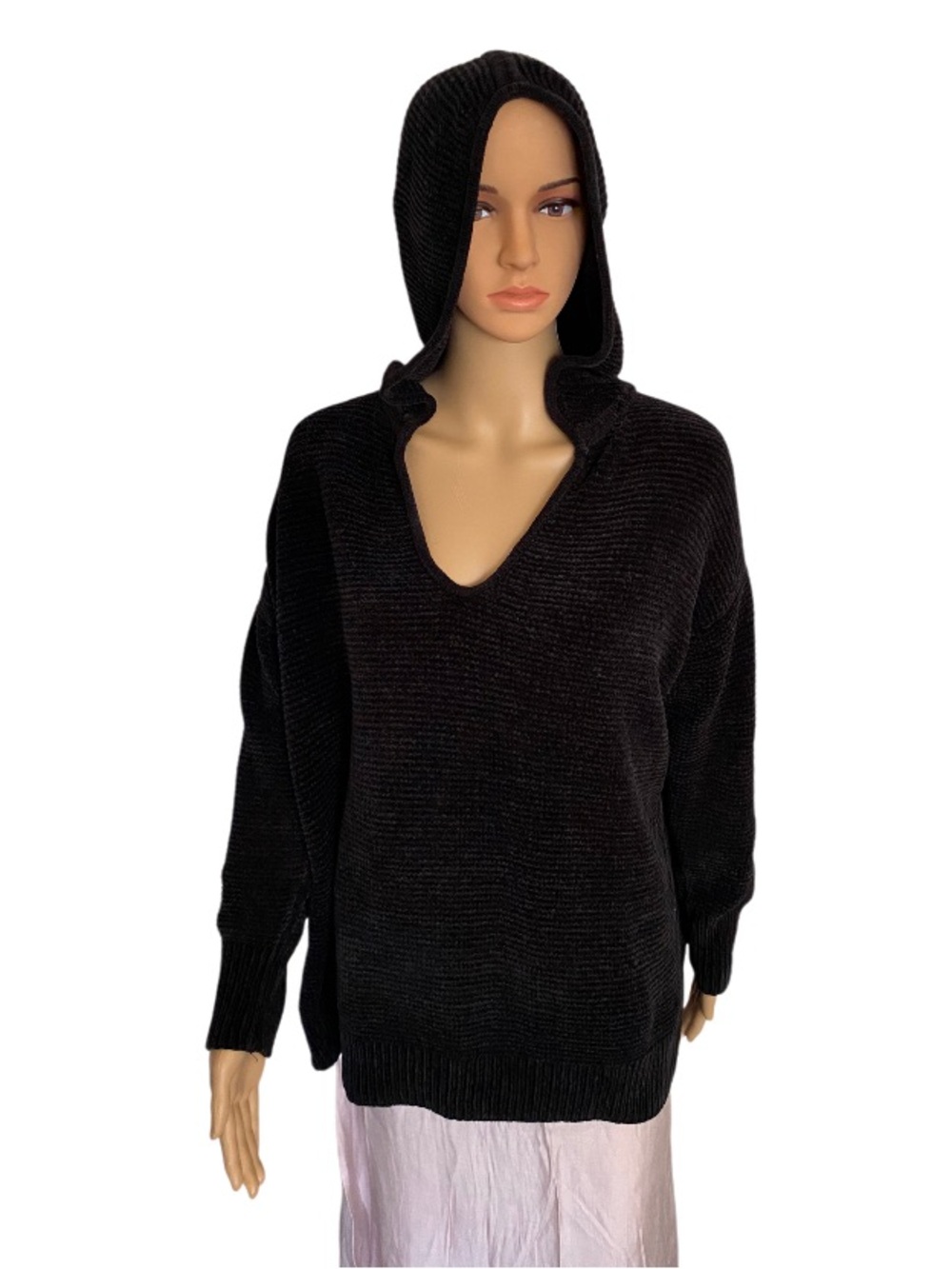 ZARA Navy Blue Oversized Relaxed Fit Zipped Hooded Sweatshirt Size M NWT